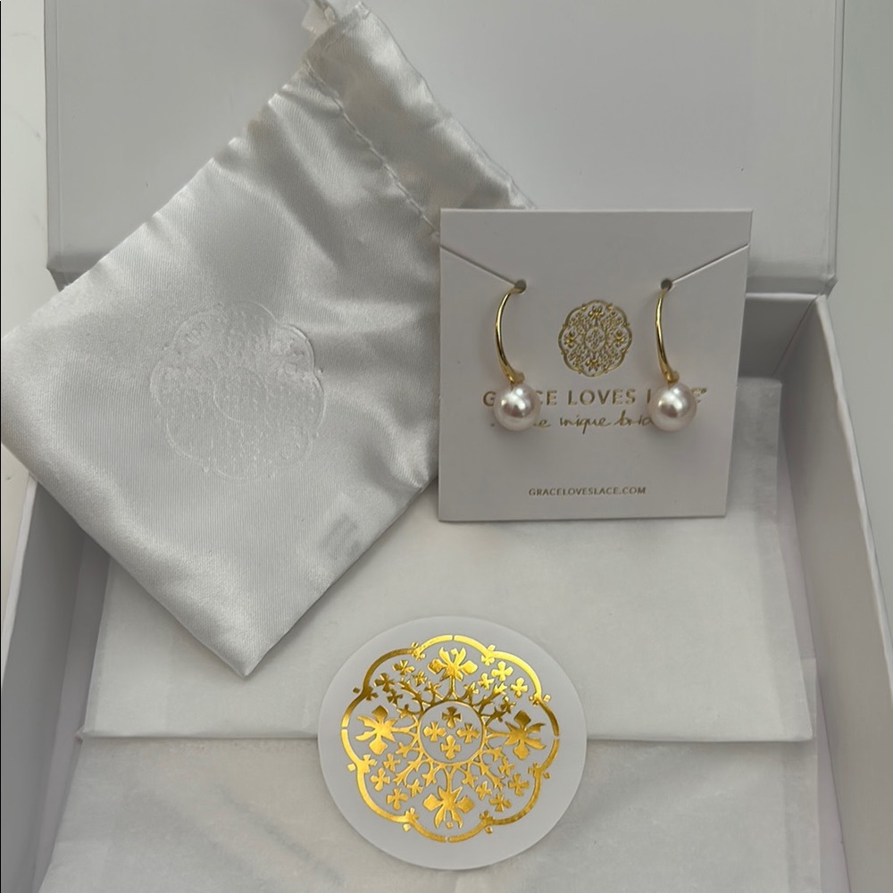 Grace Loves Lace Elegant Gold and Pearl Abella Earrings